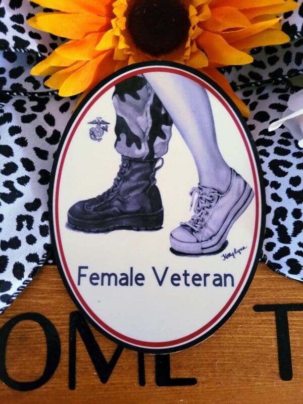 A picture of a female veteran with her boots on.