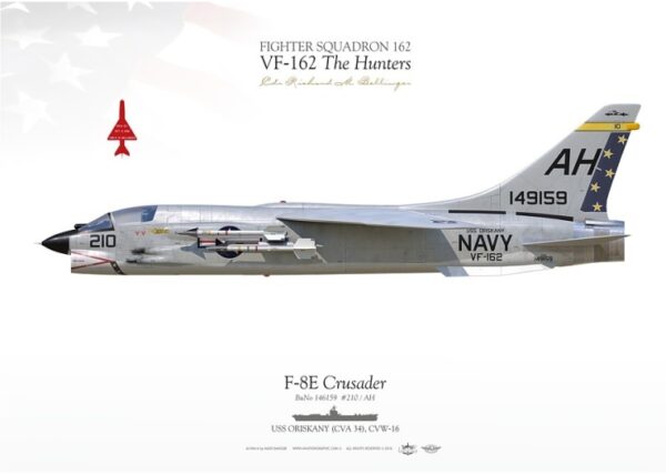 A fighter jet is shown with the words " hunter squadron 1 0 3 vf-1 6 2 the hunters ".