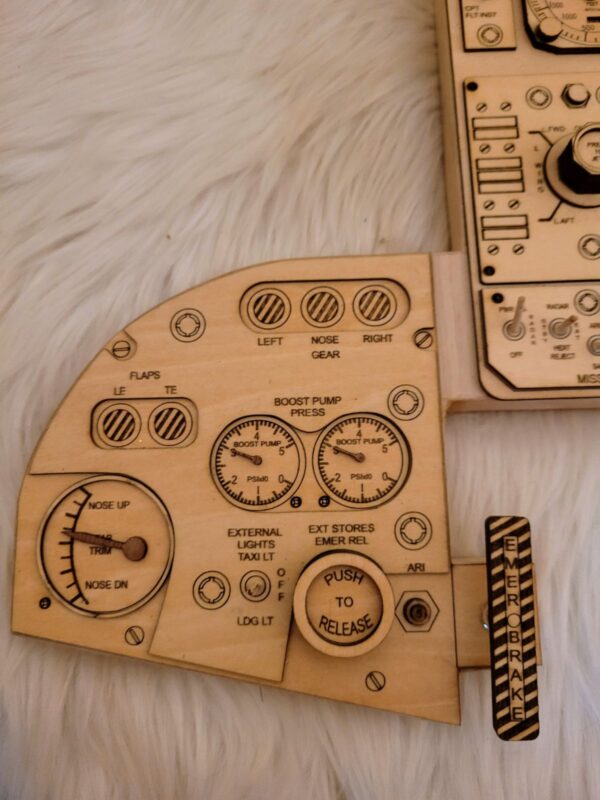 Legend Plaques with various labeled circular and lever controls, resembling an aircraft's control interface.
