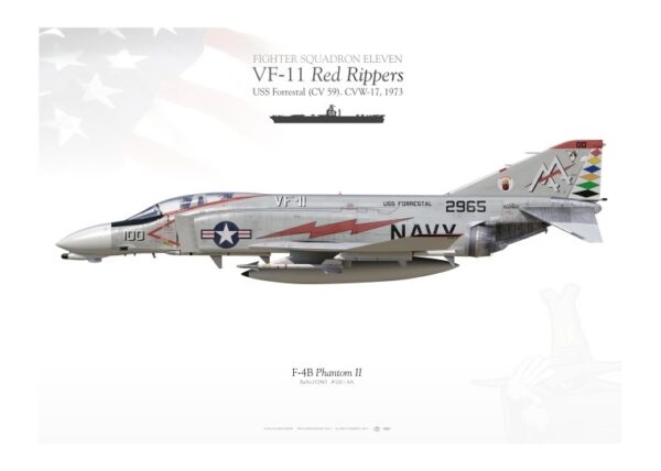 A poster of an old fighter jet with the name of vf-1 1 red rippers.