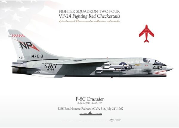 A fighter squadron two four f-8 crusader poster.